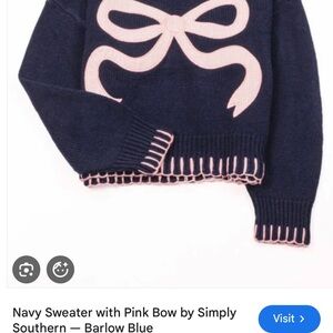 Simply Southern Navy Sweater with Pink Accents